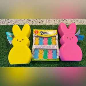 💖💛🐰 Peeps bunny blow mold lights string lights set NEW peeps